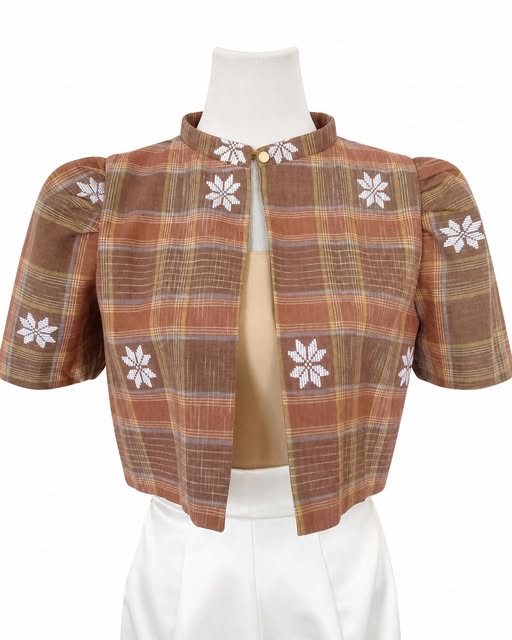 Handwoven patadyong plaid bolero